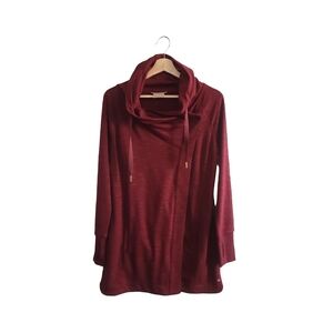 SHAMBHALA Burgundy Draped Wrap Cardigan Womens XS